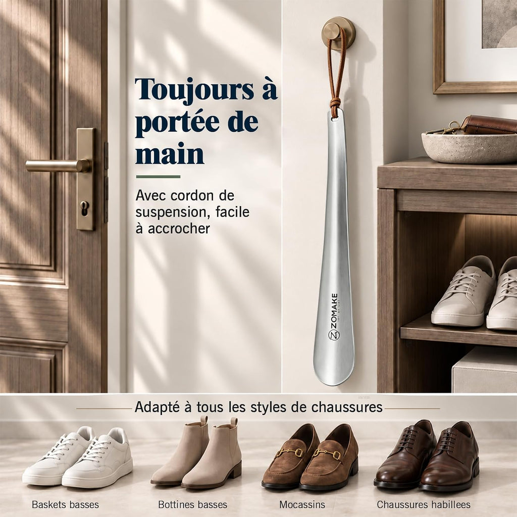 ZOMAKE Chausse Pied Métal 30 cm, Chausse-Pied Long en Acier Inoxydable