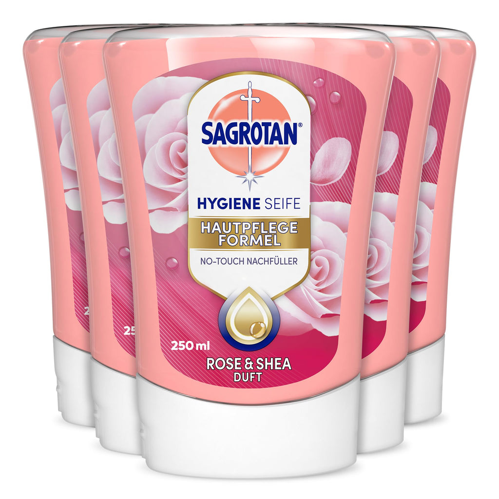 Sagrotan No‑Touch Nachfüller Aloe Vera – Handseife für den automatischen Seifenspender – Sanfte Reinigung für die Hände – Flüssigseife – 5 X 250 ml