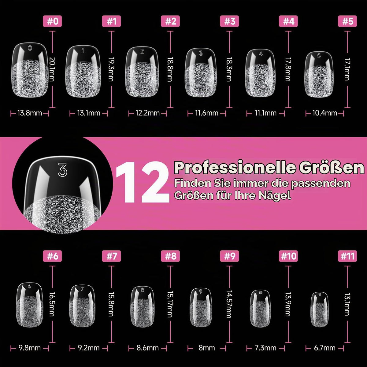 UNA GELLA Kurze Mandel Nail Tips 504 Stück