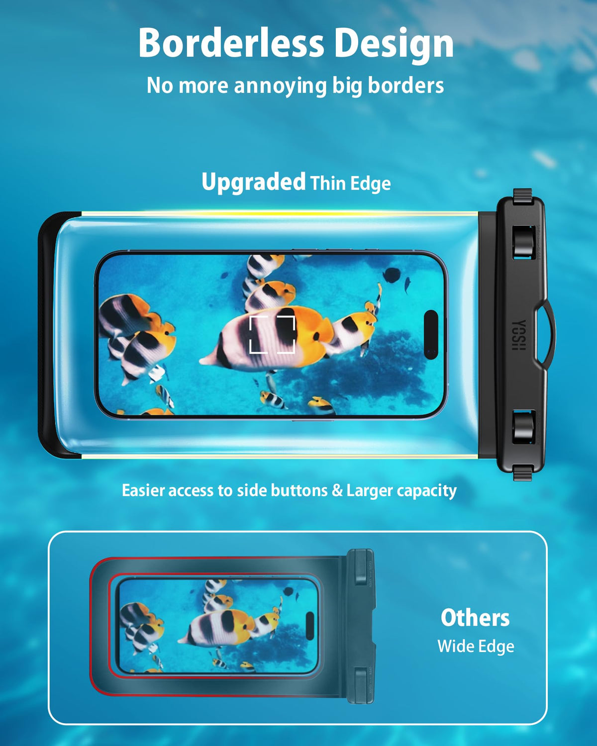 YOSH wasserdichte Handyhülle [Schwimmende & Nahtloser] 2 STK., bis zu 7,5"