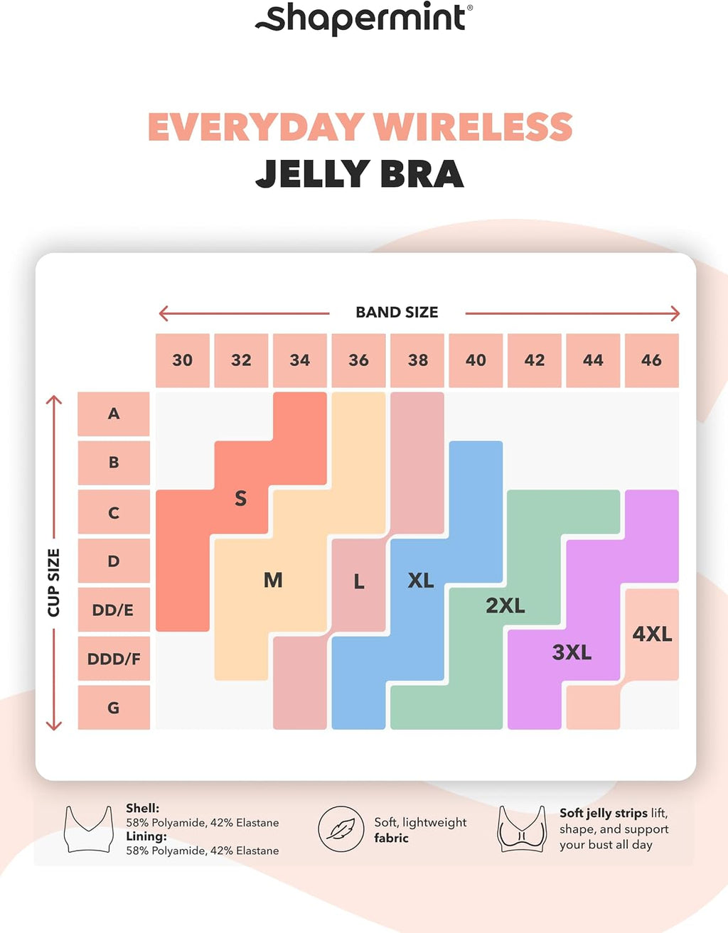 SHAPERMINT Everyday Wireless Jelly Bra, Full Coverage, S-4XL