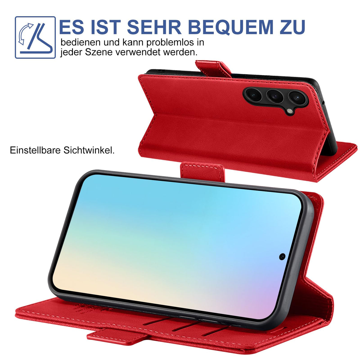 Giyer Handyhülle für Samsung Galaxy S24 5G Hülle mit Schutzfolie, Schutzhülle Galaxy S24 5G PU Leder Wallet Flip Case Standfunktion Kartenfach Klapphülle für Samsung S24 Ultra Full Cover (Grün)