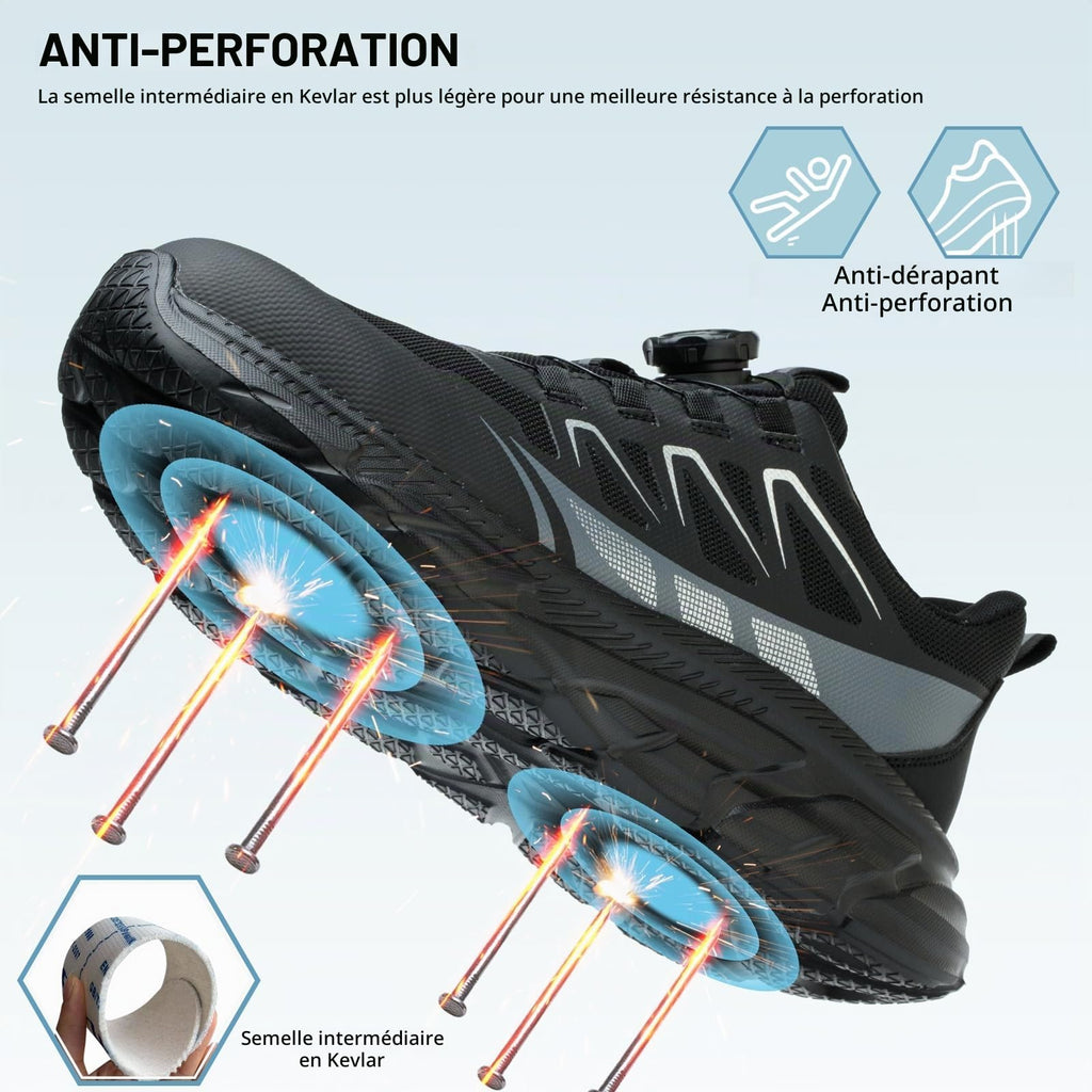Chaussures de Sécurité Hommes Légère Basket Securite Femme Chaussures de Travail Embout en Acier Respirantes Antidérapante Chaussures de Sécurité
