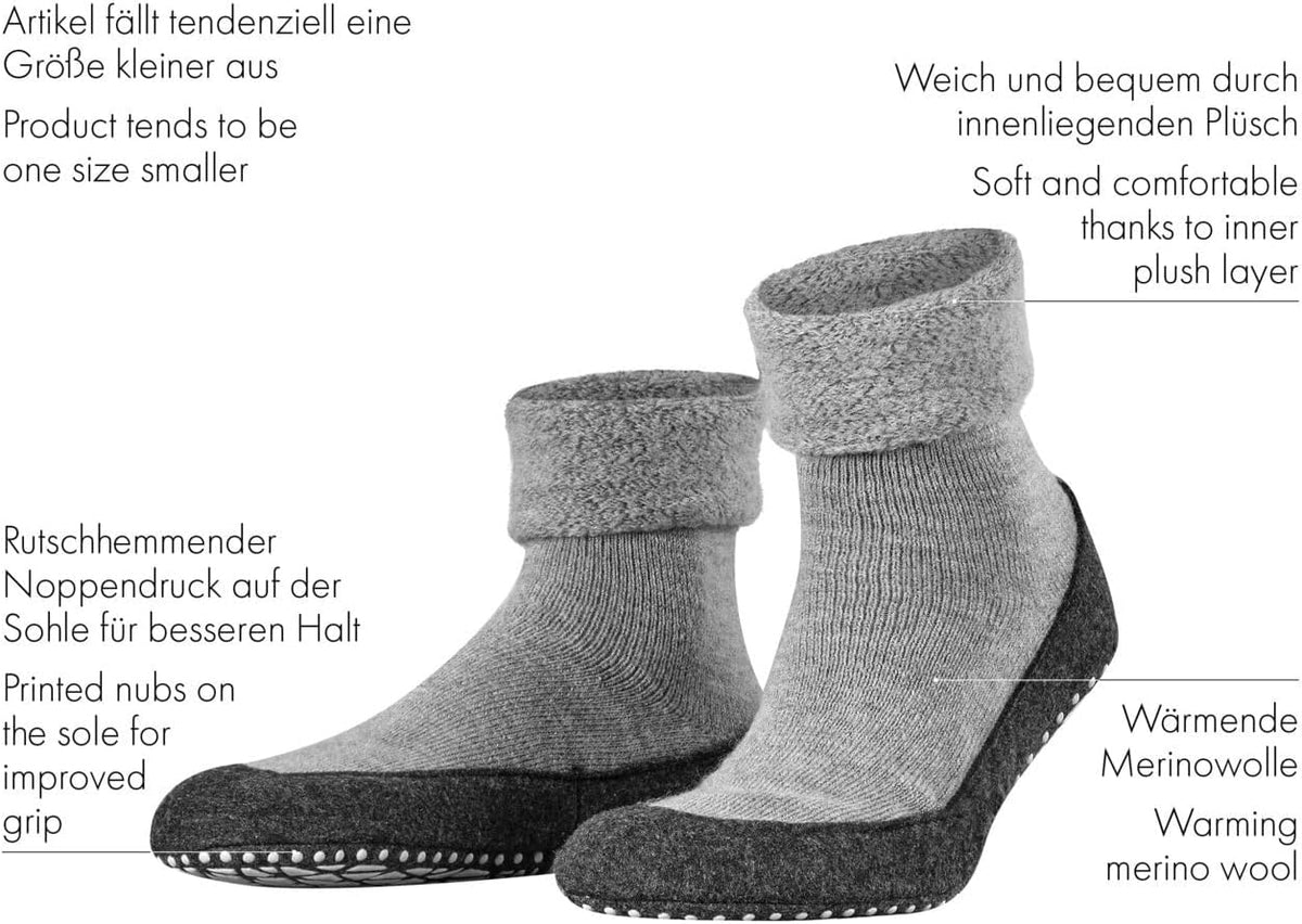 FALKE Herren Cosyshoe Stoppersocken atmungsaktive klimaregulierende geruchshemmende Wolle rutschfeste Noppen auf der Filzsohle komfortabel warm mit Plüsch strapazierfähig 1 Paar
