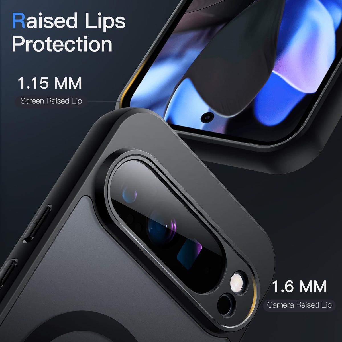 JETech Magnetische Hülle für Google Pixel 10/10 Pro, Obsidian