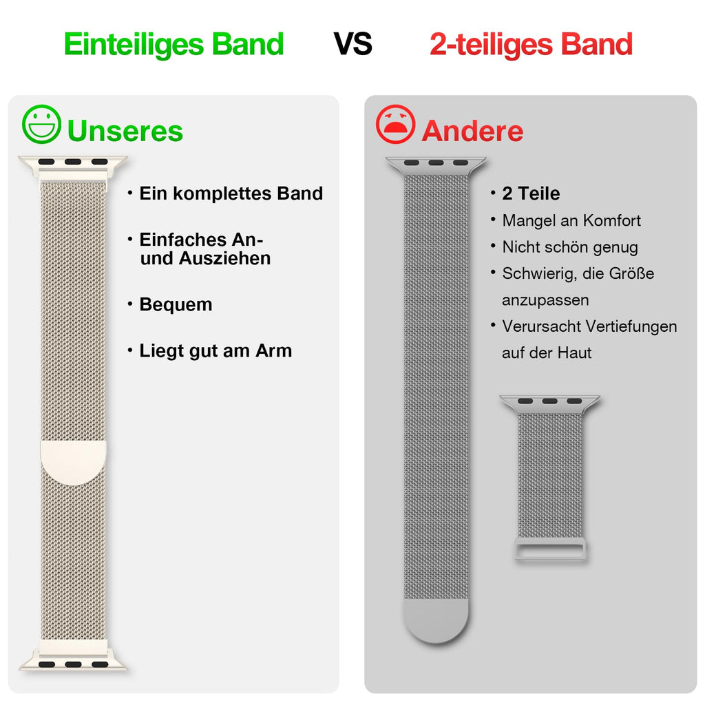 OULUOQI Edelstahl Milanaise Armband für Apple Watch 44mm 46mm 45mm 49mm