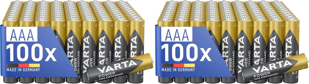Varta Batterien AAA 100 Stück Power on Demand Alkaline 1,5 V Vorratspack