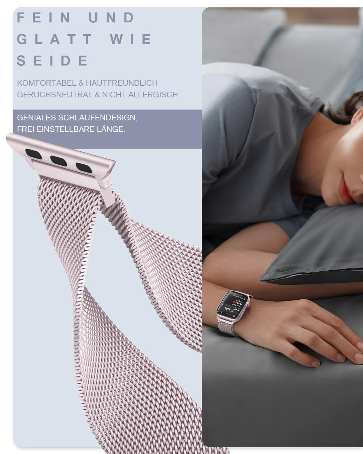 OULUOQI Edelstahl Milanaise Armband für Apple Watch 44mm 46mm 45mm 49mm