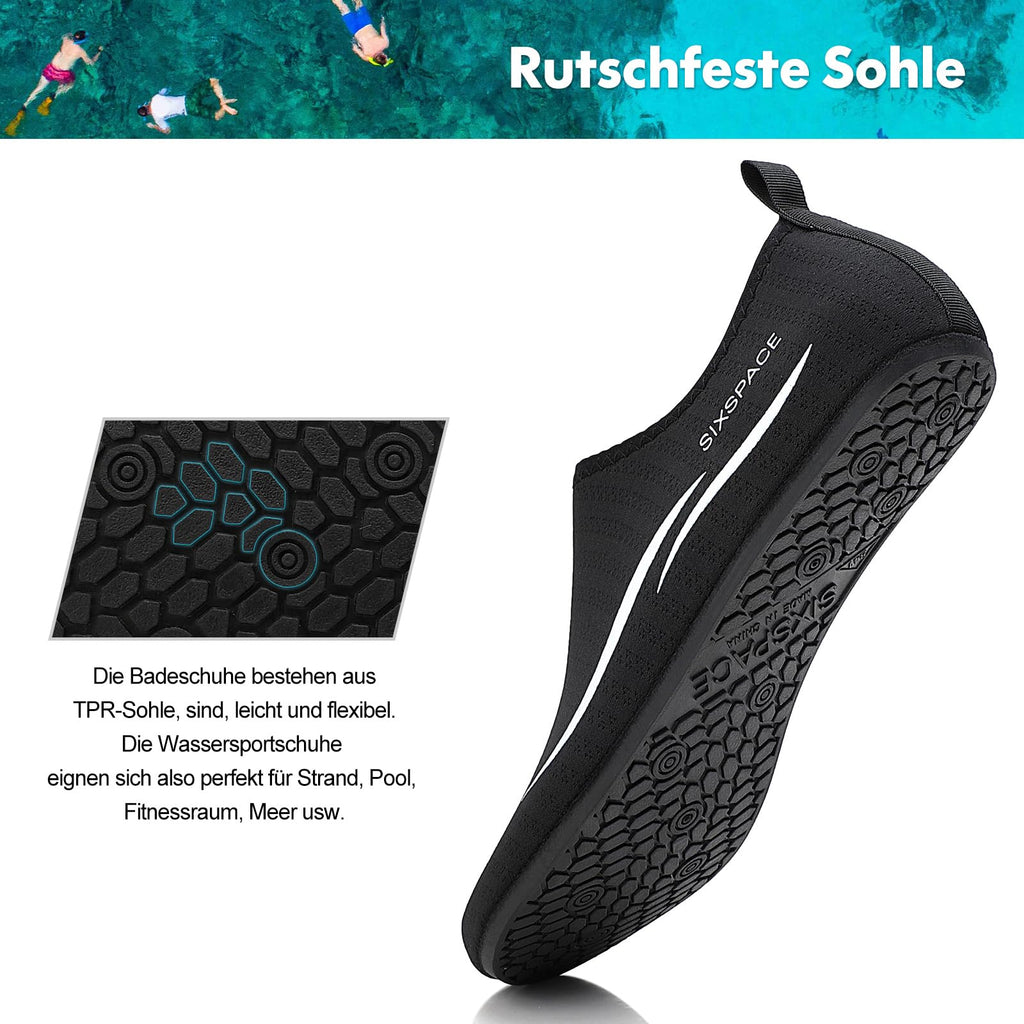 Sixspace Unisex Badeschuhe Wasserschuhe mit Rutschfester Sohle, Gr.34-47