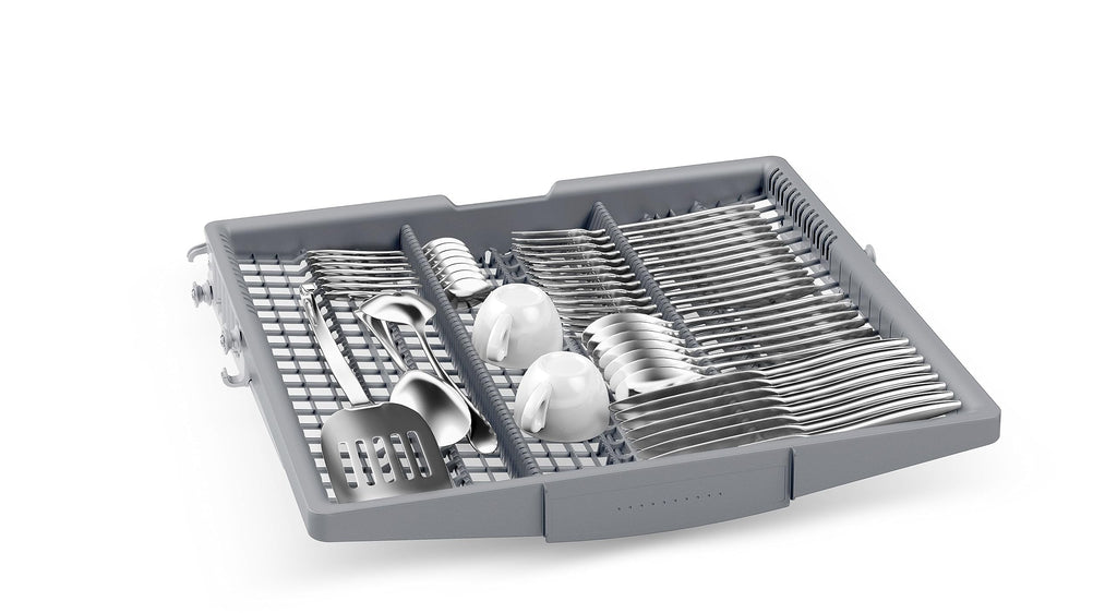Bosch SMU4EVS08E, Serie 4, Smarter Unterbau-Geschirrspüler 60 cm, Besteckschublade, Spülmaschine mit Programmassistent, besonders Leise, höhenverstellbarer Oberkorb, Automatische Türöffnung, Edelstahl