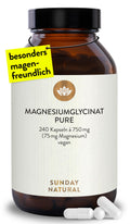 SUNDAY NATURAL® Magnesium Bisglycinat - 240 Kapseln - 300mg reines Magnesium pro Tagesdosis - Depot Magnesiumglycinat als organisches Aminosäurechelat - Laborgeprüft, vegan