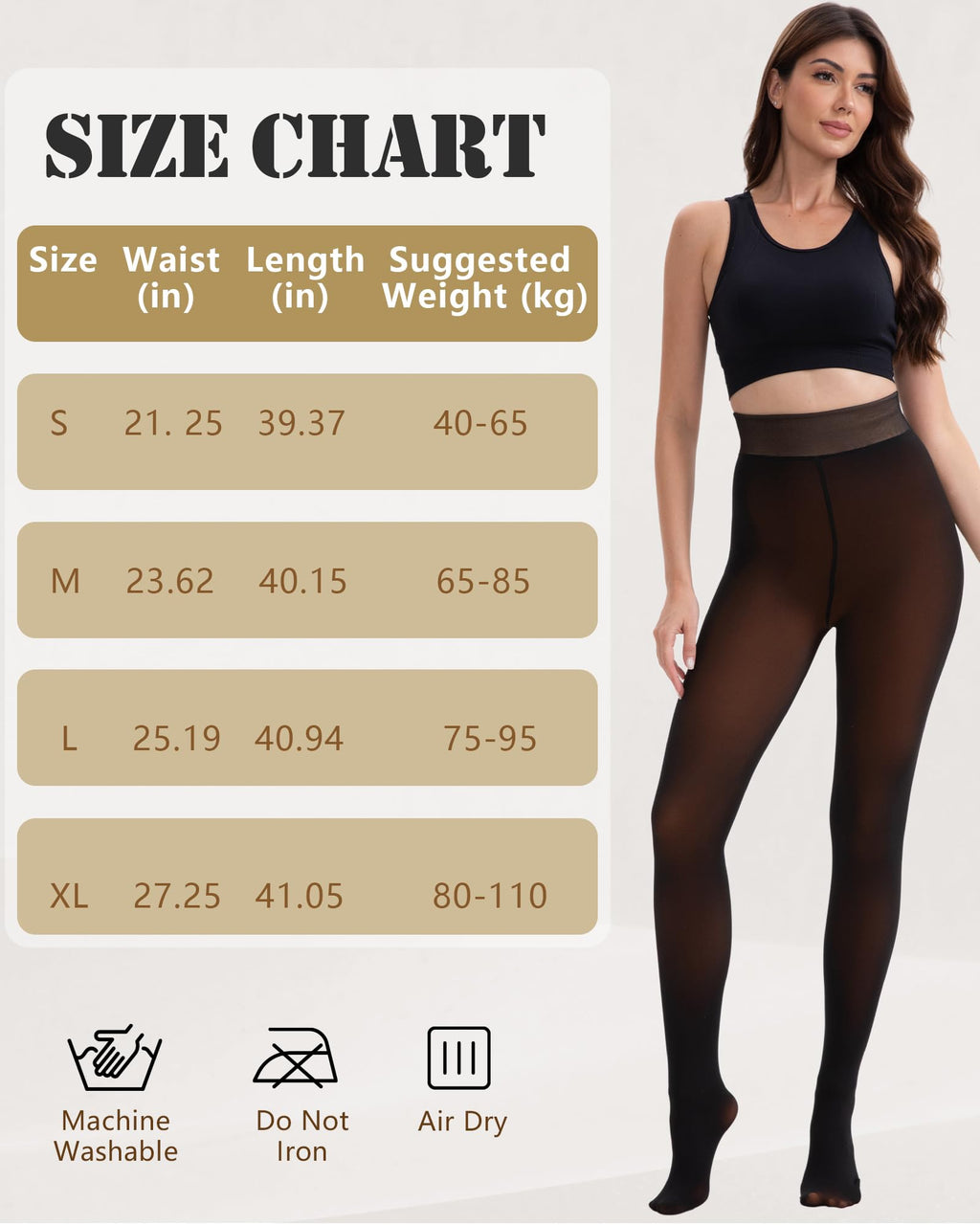 HONGTEYA 2 Pairs Fleece Lined Tights Women - Warm Sheer Pantyhose Fake Translucent Tights Winter Thermal Leggings