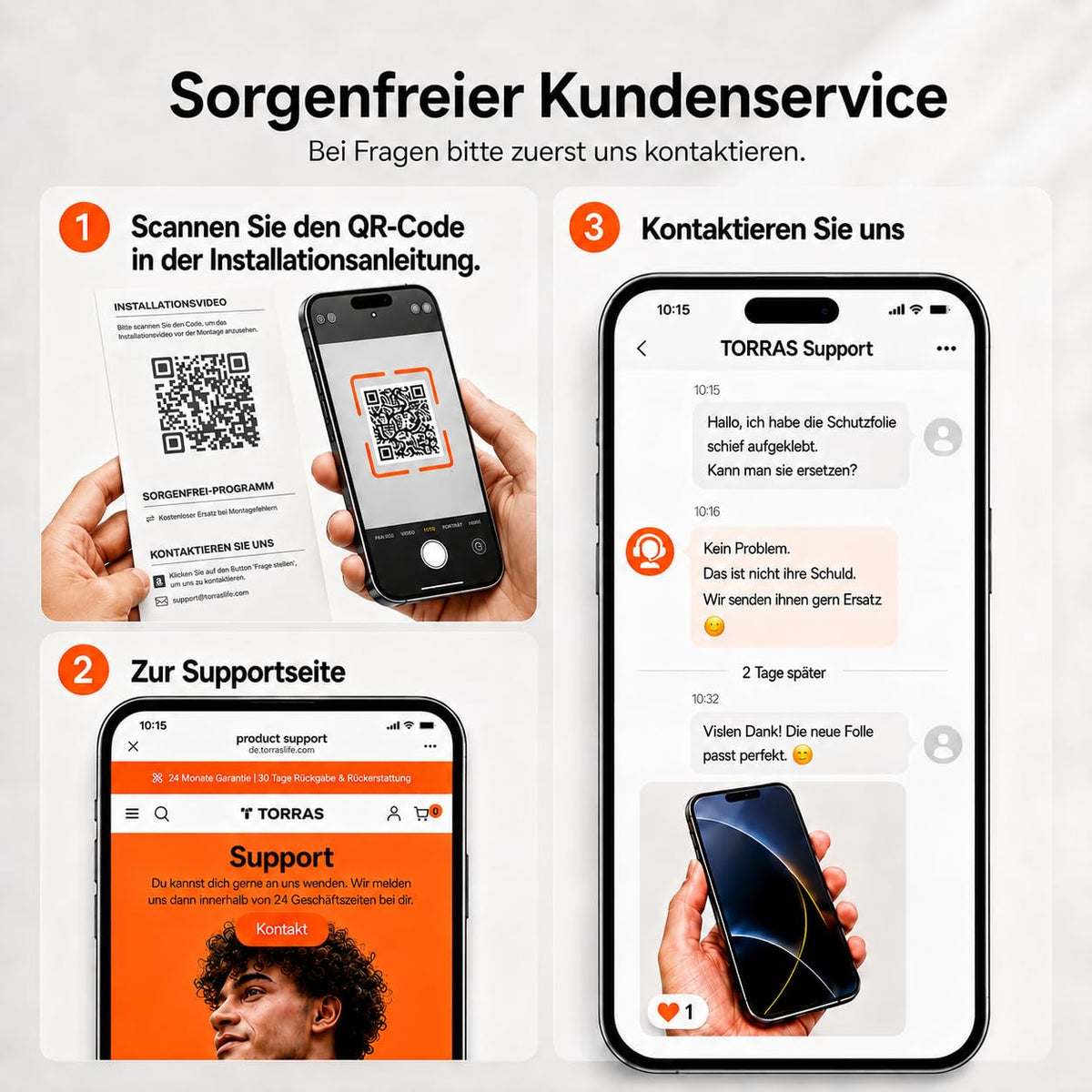 TORRAS für iPhone 18 Pro 9H+ Kratzfest Kameraschutz HD-Klares, Grau
