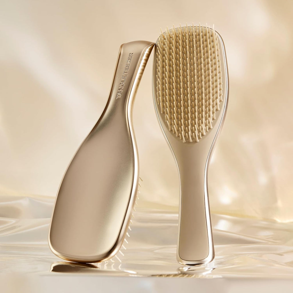 Tangle Teezer Ultimate Detangler Haarbürste – Nasses & Trockenes Haar – Entwirrungsbürste für Alle Haartypen – Zweistufige Borsten Reduzieren Haarbruch & Knoten – Champagner Gold mit Chrom-Finish