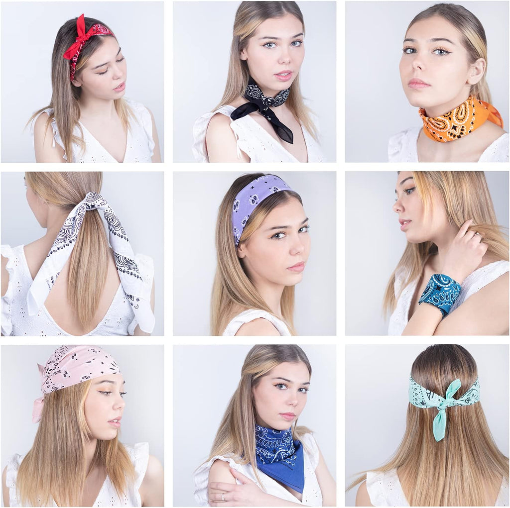 Bandana 100% Coton Qualité Premium - Epaisseur Supérieure - 20 Couleurs Exclusives - Motif Paisley