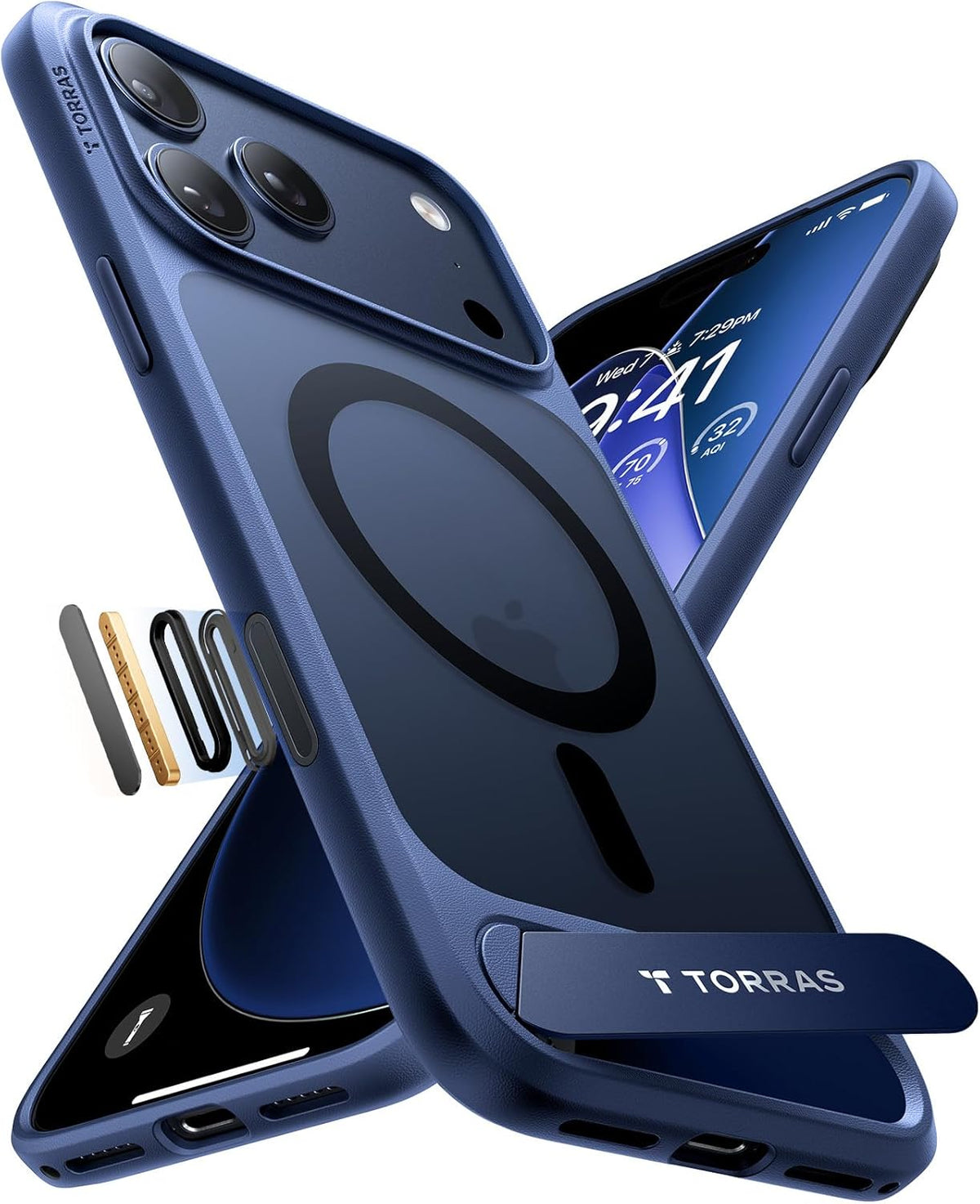 TORRAS Ostand L1 Hülle für iPhone 16 Pro für MagSafe Case, Schwarz