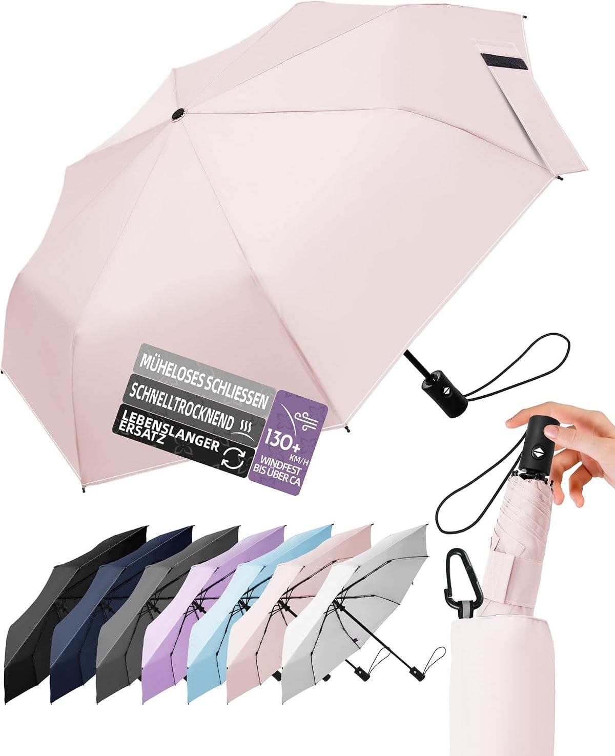 LILAC Regenschirm Klein Stabil Windfest
