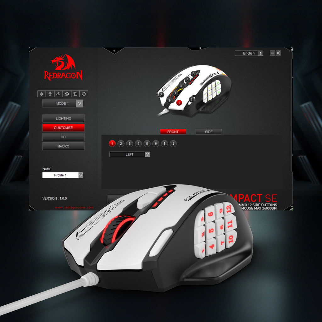 Redragon M908 Impact MMO Gaming Maus Kabelgebunden RGB 12400 DPI