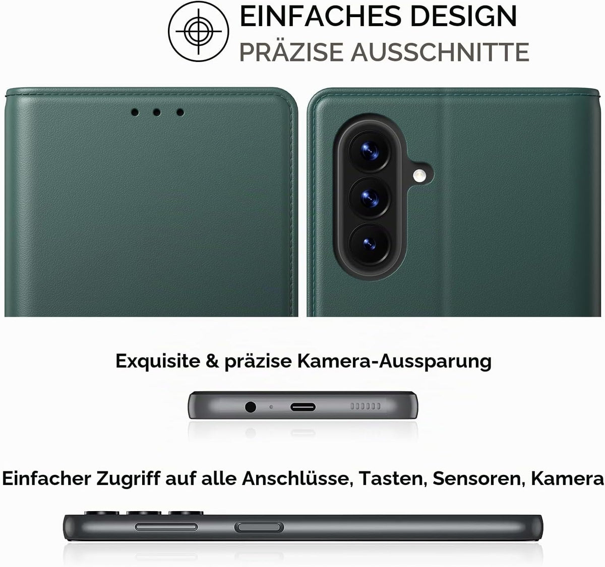 Peakally Handyhülle für Samsung Galaxy A17 5G Hülle [Mit 1 Stück Panzer Schutz Glas] [Premium PU Leder] [RFID-Blockierung] [Kartenfach] Klapphülle kompatibel mit Galaxy A17 5G / 4G - Grün