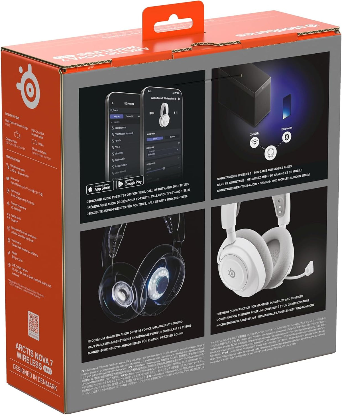 SteelSeries Arctis Nova 7 Wireless Gen 2 Multi-Plattform-Gaming-Headset - Echtzeit-App-Steuerung - Über 50 Std. Akkulaufzeit - 2,4 GHz/Bluetooth parallel möglich -PC, PS5, PS4, Switch 1/2, Mobilgeräte