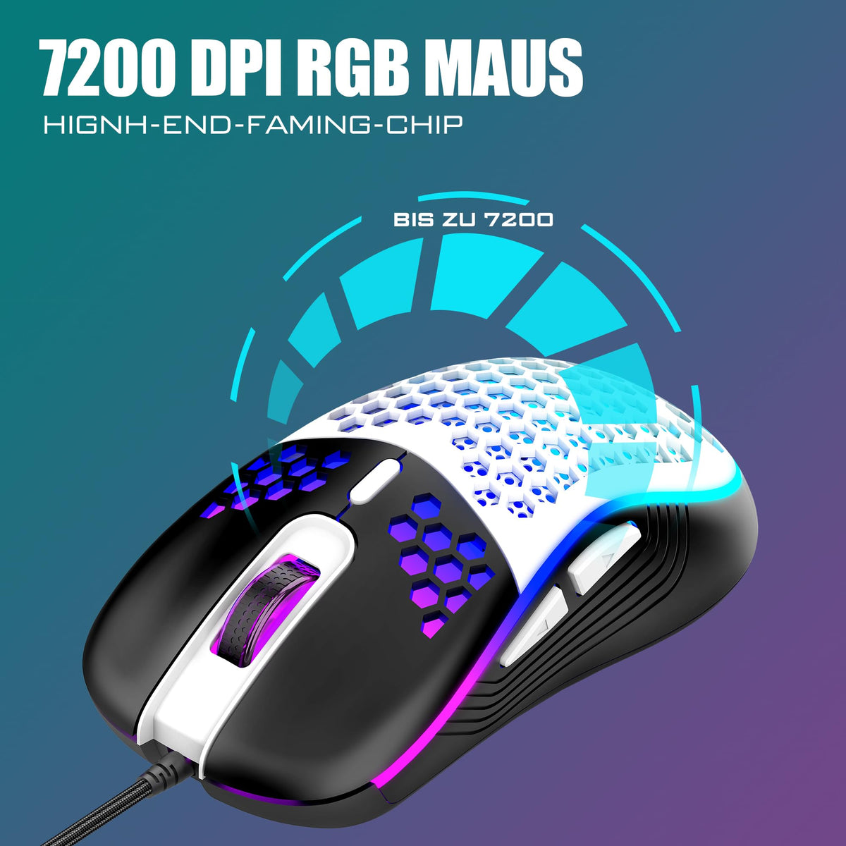 RedThunder 60% Kabelloses RGB Gaming Tastatur und Maus Set, QWERTZ DE Layout, Wiederaufladbare Funktastatur mit Ultraleichte Gaming Maus mit Wabenkonstruktion, für PC MAC PS5 Xbox Gamer, Büro.