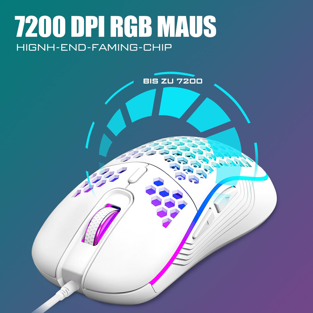 RedThunder 60% Kabelloses RGB Gaming Tastatur und Maus Set, QWERTZ DE Layout, Wiederaufladbare Funktastatur mit Ultraleichte Gaming Maus mit Wabenkonstruktion, für PC MAC PS5 Xbox Gamer, Büro.