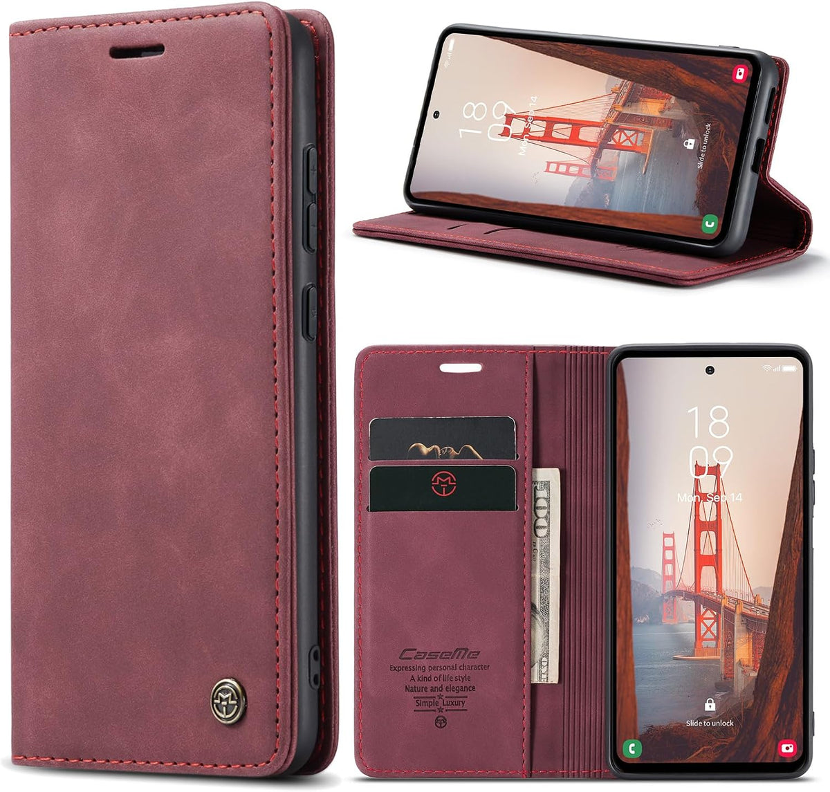 Handyhülle für Honor Magic 6 Pro Hülle Premium PU Klapphülle RFID Lederhülle Faltbare Schutzhülle Kartenfach Standfunktion Handytasche Hülle Honor Magic 6 Pro 5G - Schwarz
