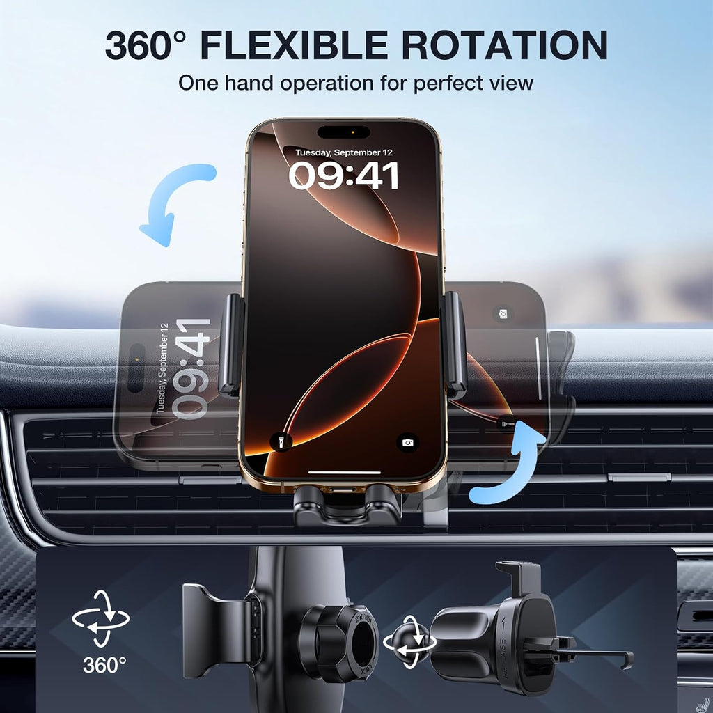 Miracase [2026 Upgraded Handyhalterung Auto Handy Halterung,Universal Car Phone Holder[Stärkste Saugnapf & Lüftungshaken] 360° Drehbar kfz autohalterung Lautsprecher für iPhone Samsung Galaxy Google