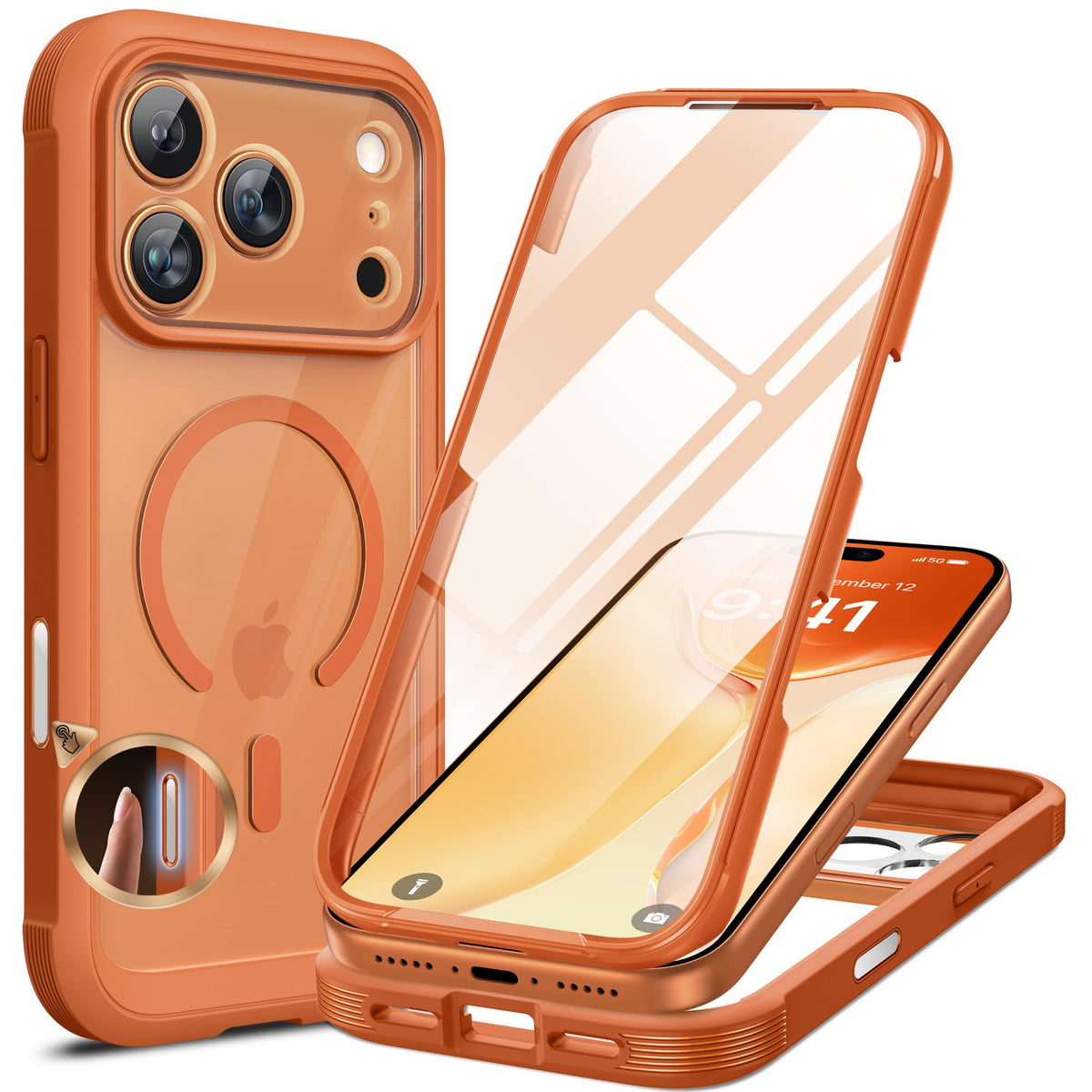 Miracase für iPhone 17 Hülle 6,3 Zoll,360 Grad Komplettschutz,Schwarz