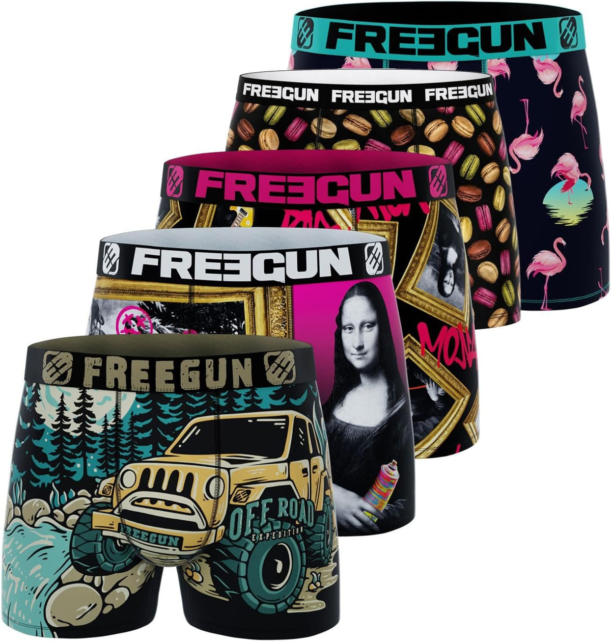 Freegun Pack Surprise Boxer Homme, Calecon Modèle Aléatoire, Confortable et Agréable (Lot de 5)