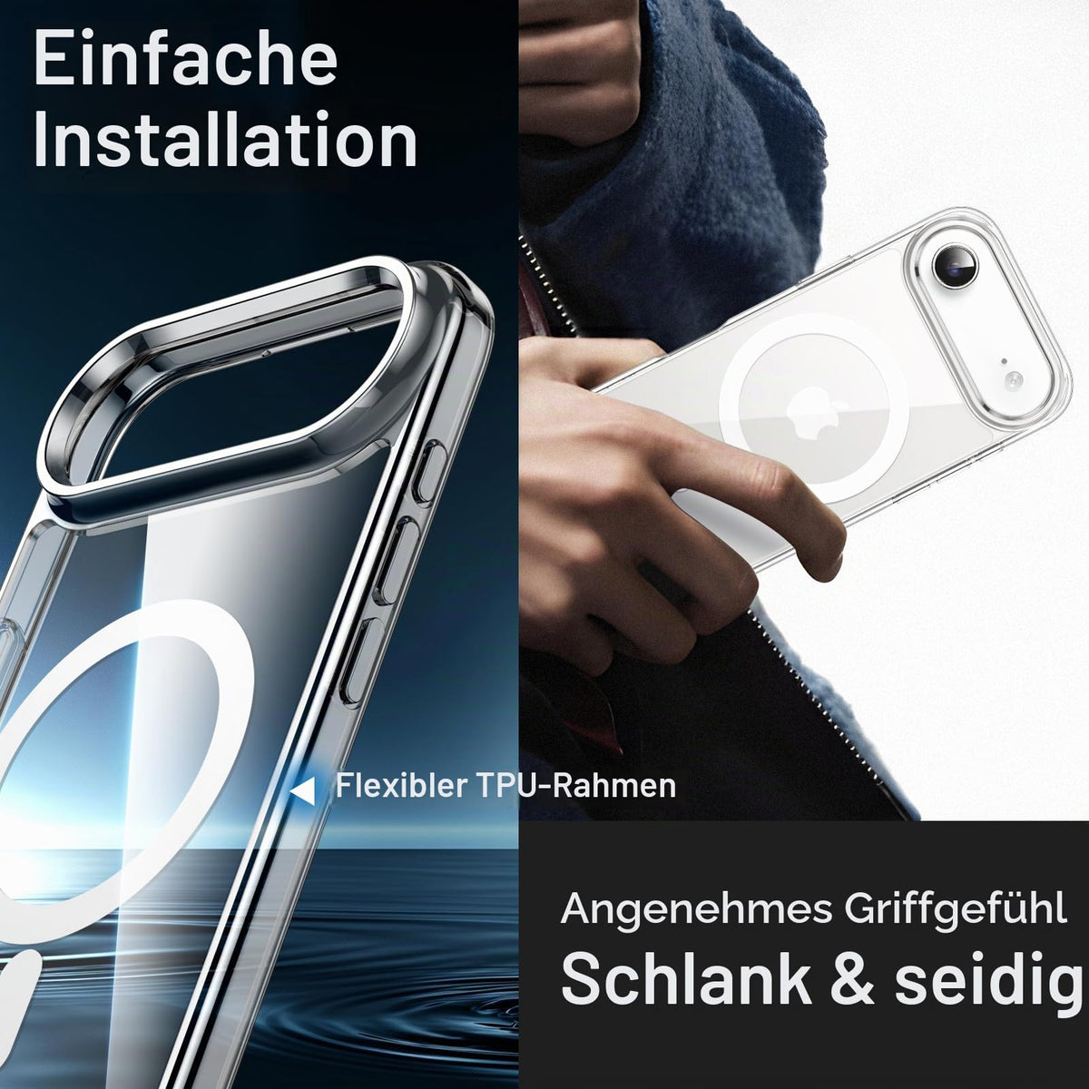 JETech Magnetische Hülle für iPhone 17, Durchsichtig