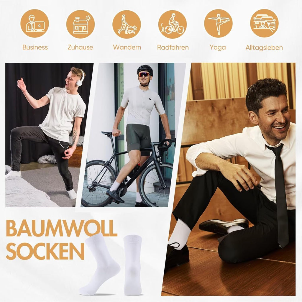 NUOZA 12 Paar Socken Herren Damen Baumwolle Business Atmungsaktive Socks