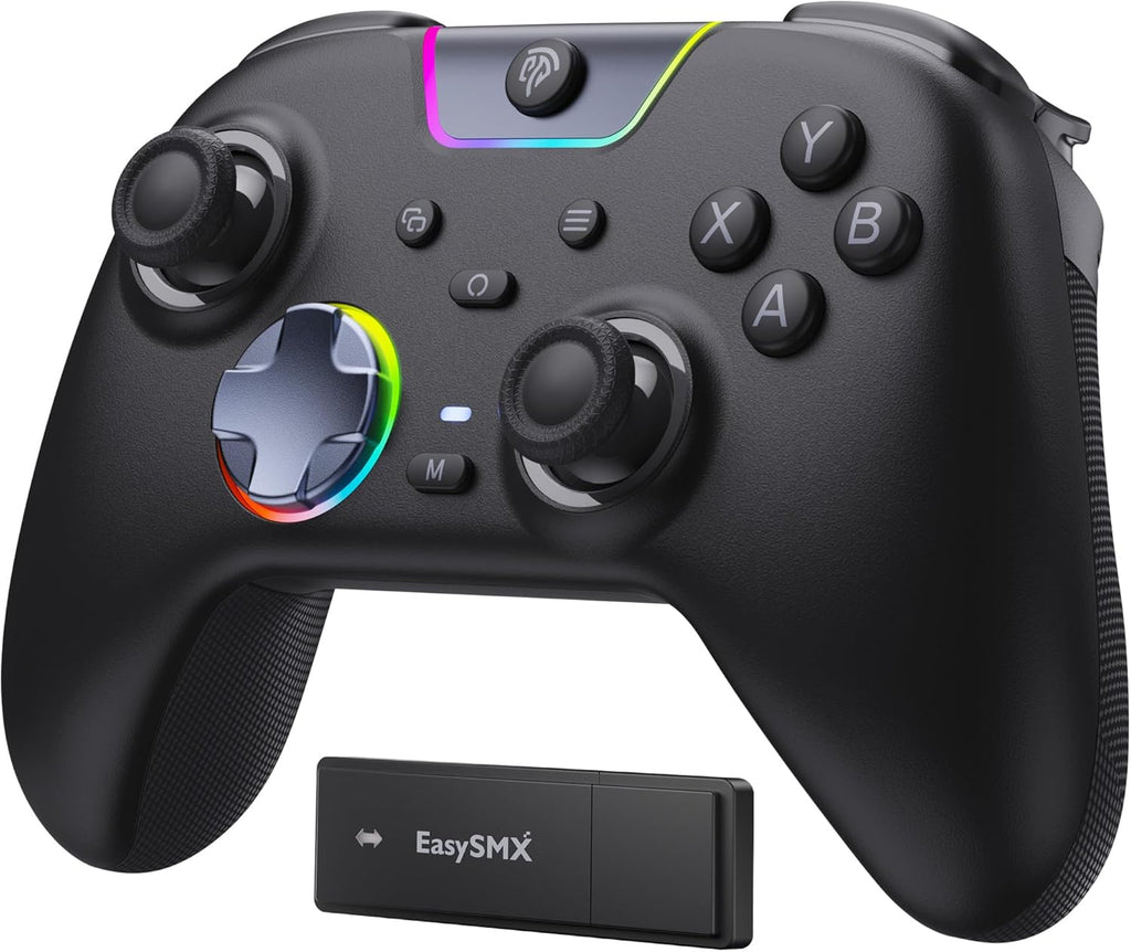 EasySMX X05PRO Wireless PC-Controller, Gaming-Controller mit leisen Tasten, 2-stufigen Triggern, Hall-Effekt-Joysticks, 2 programmierbaren Tasten, 1000 mAh Akku, kompatibel mit PC/Switch/Android/iOS – Schwarz
