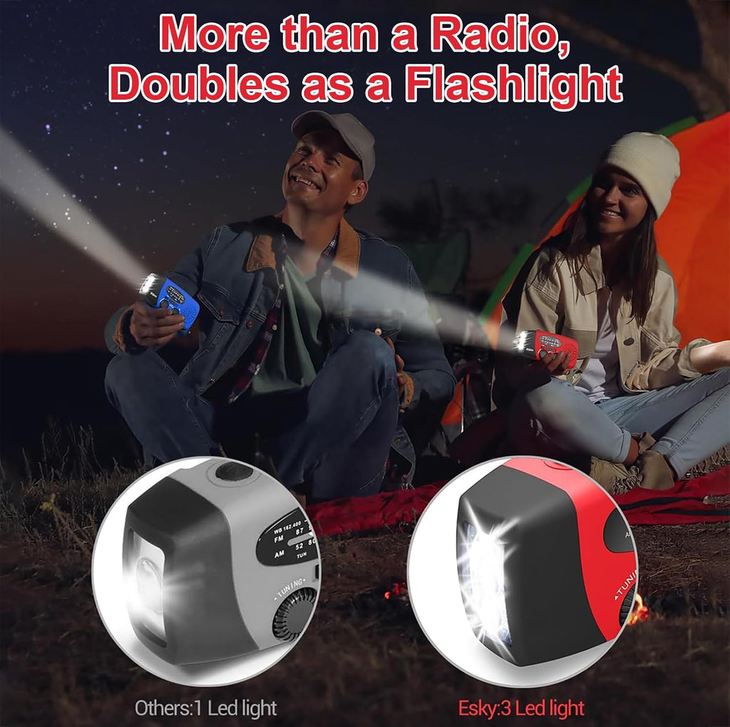 Notfall-Solarradio,Solarbaby Selbstbetriebenes Kurbelradio mit LED-Taschenlampe, SOS-Alarm,AM/FM Wetter Wind Up Radio mit 2000mAh Akku für Notladung von Smartphone,(Rod)