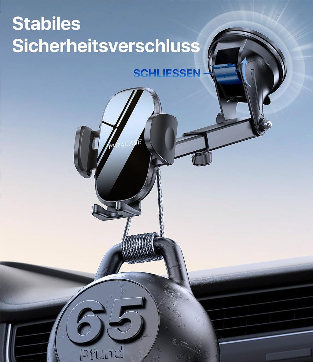 Miracase [2026 Upgraded Handyhalterung Auto Handy Halterung,Universal Car Phone Holder[Stärkste Saugnapf & Lüftungshaken] 360° Drehbar kfz autohalterung Lautsprecher für iPhone Samsung Galaxy Google