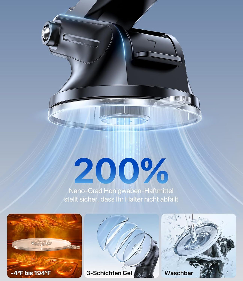 Miracase [2026 Upgraded Handyhalterung Auto Handy Halterung,Universal Car Phone Holder[Stärkste Saugnapf & Lüftungshaken] 360° Drehbar kfz autohalterung Lautsprecher für iPhone Samsung Galaxy Google