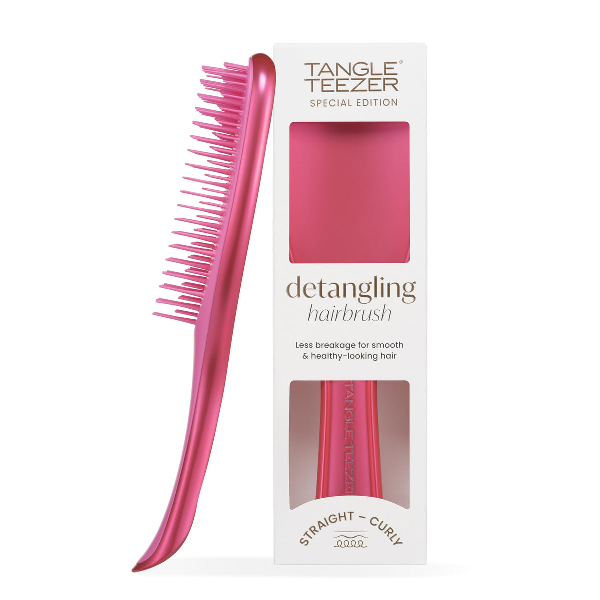 Tangle Teezer Ultimate Detangler Haarbürste – Nasses & Trockenes Haar – Entwirrungsbürste für Alle Haartypen – Zweistufige Borsten Reduzieren Haarbruch & Knoten – Champagner Gold mit Chrom-Finish