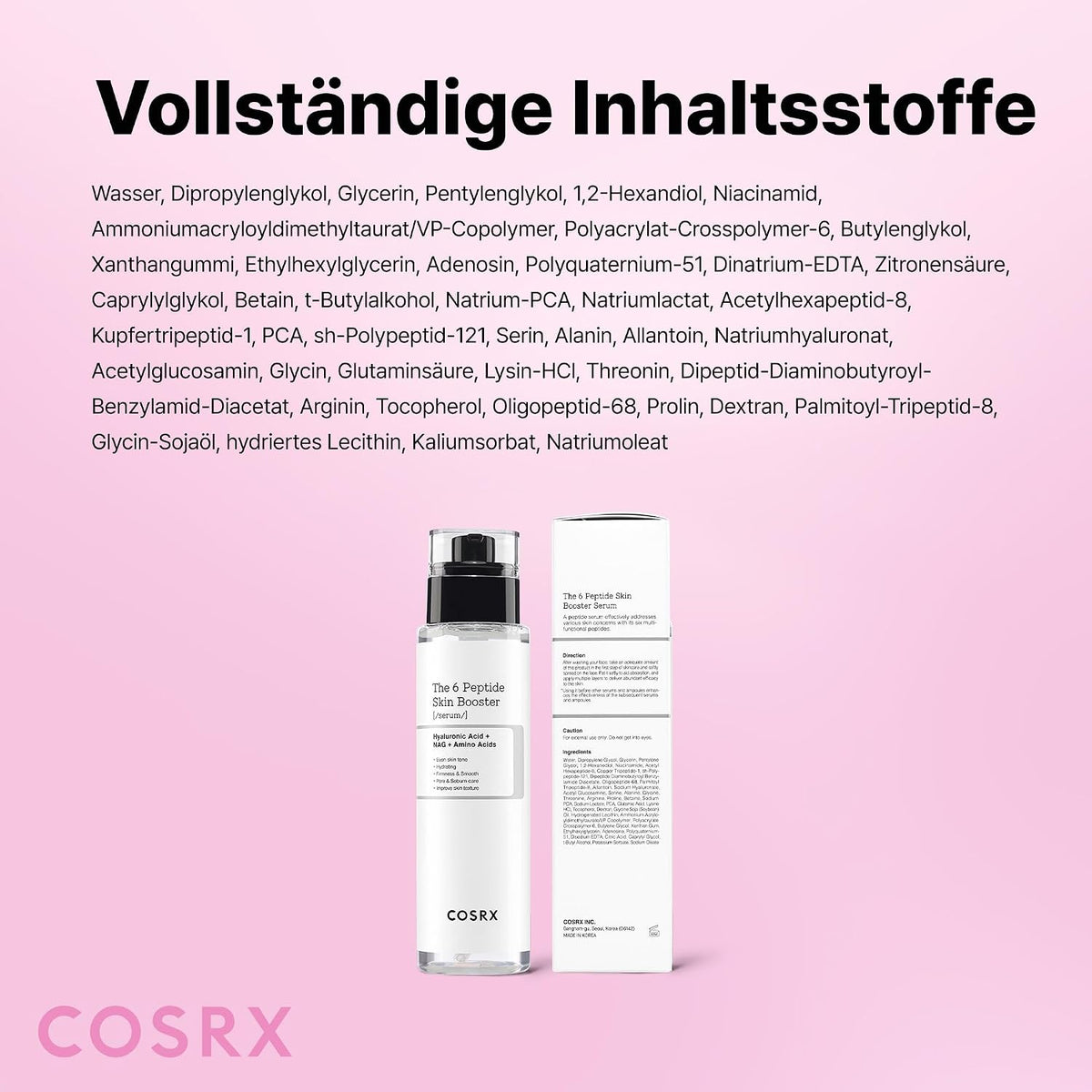 COSRX 6 Peptide Collagen Serum mit Copper Peptide, Anti-Aging Toner