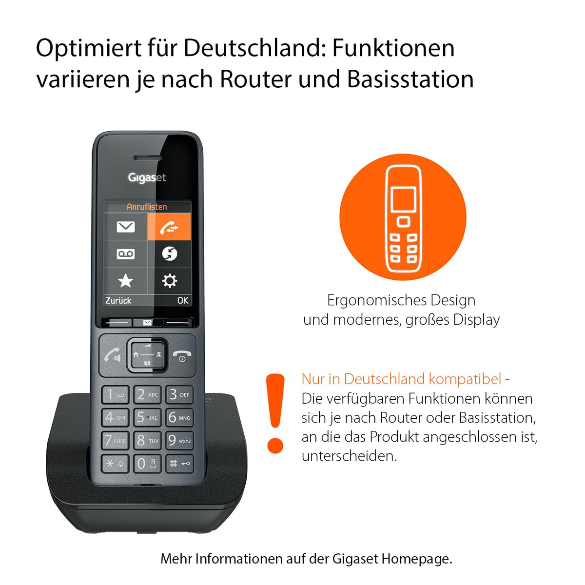 Gigaset Comfort 520A Duo - 2 Schnurlose DECT-Telefone mit Anrufbeantworter - Beste Audioqualität mit Freisprechfunktion - Anrufschutz - Adressbuch 200 Kontakten, titan-schwarz [Deutsche Version]