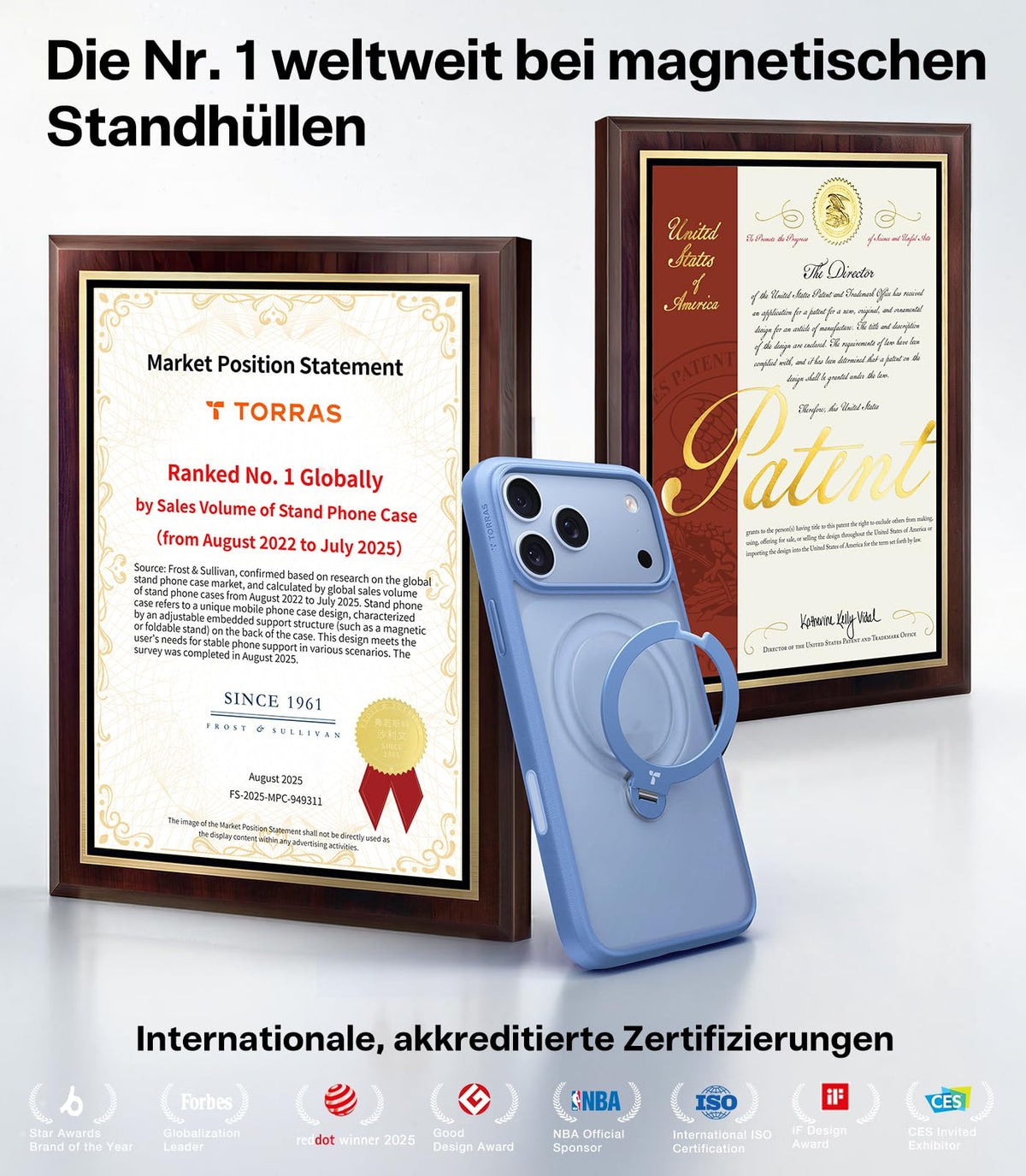 TORRAS Ostand Q3 Spin für iPhone 18 Pro Hülle für MagSafe 360°Stand Schwarz