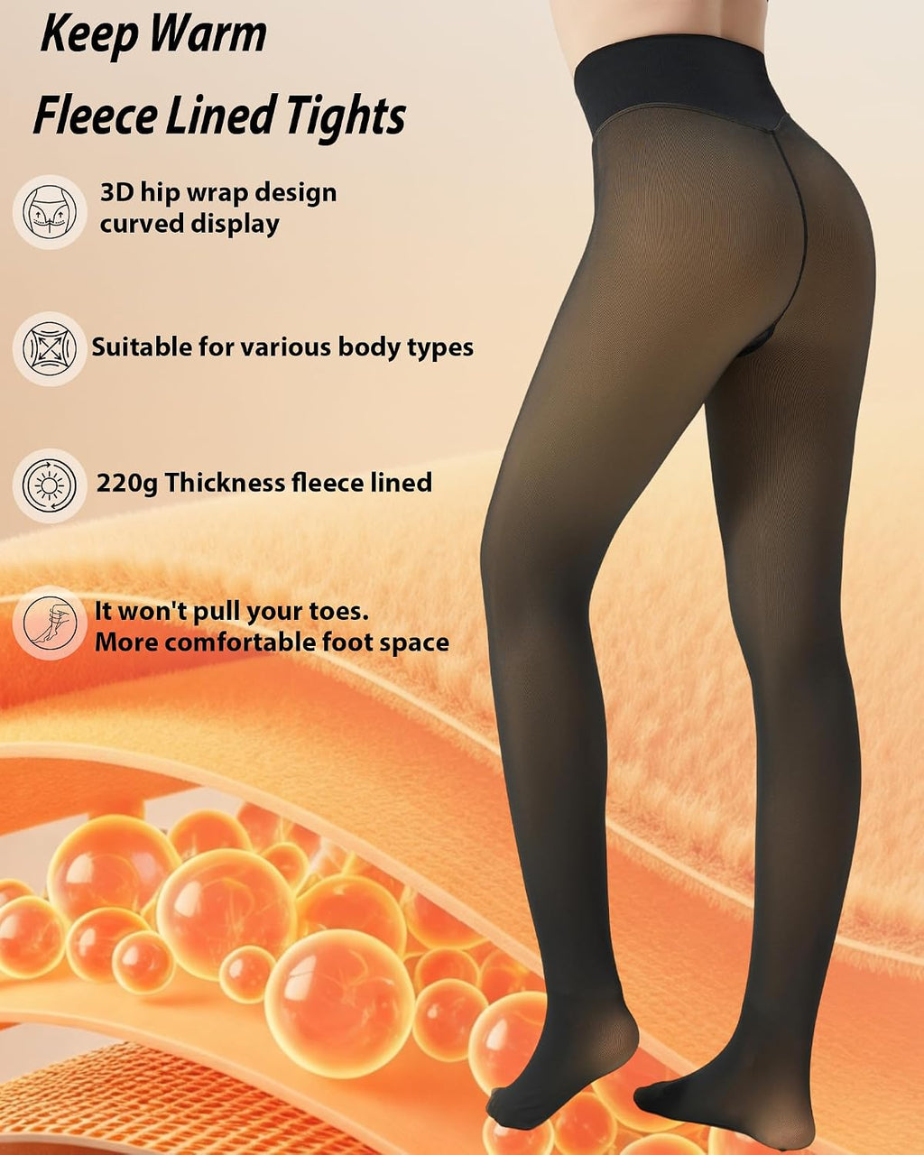HOWIN Collant Polaire Femme Collant Thermique Effet Transparent Hiver