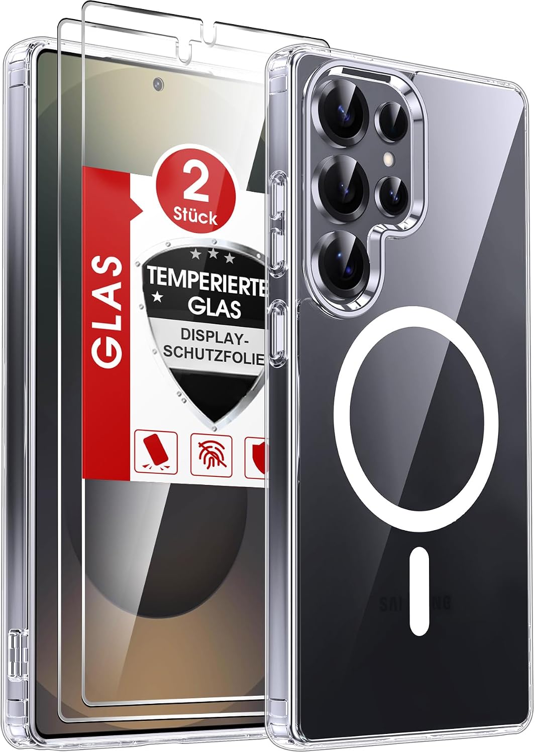 LeYi für Samsung Galaxy A06 4G Hülle für Magsafe mit 2X Panzerglas-Schwarz