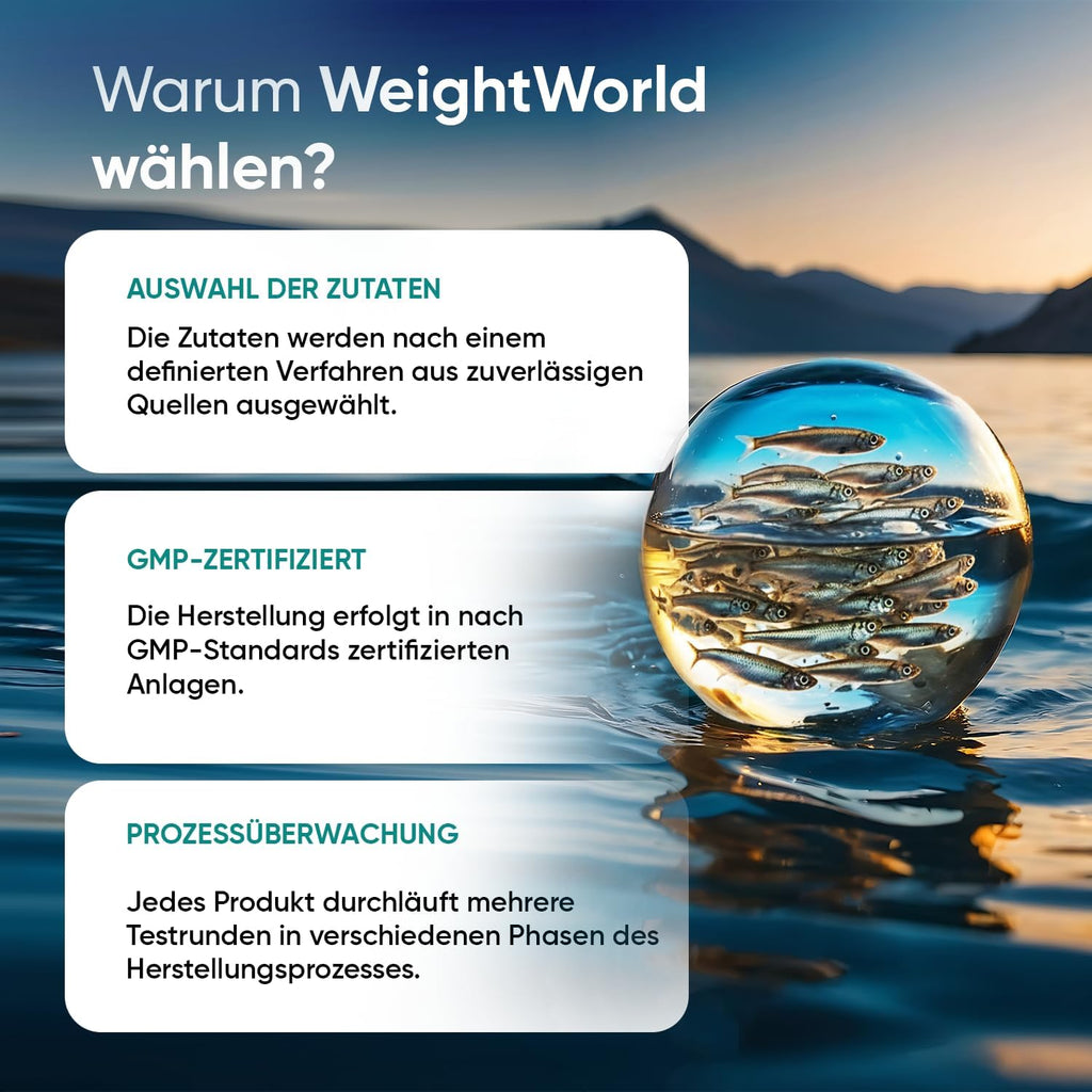 WeightWorld Omega 3 Weichkapseln - 2000mg Fischöl - 660mg EPA & 440mg DHA