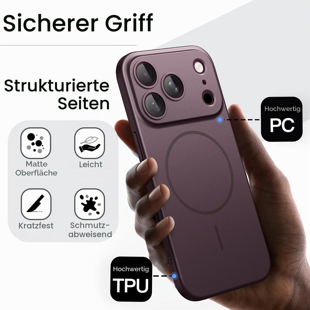 JETech Magnetische Dünne Hülle für iPhone 18 Pro, Schwarz