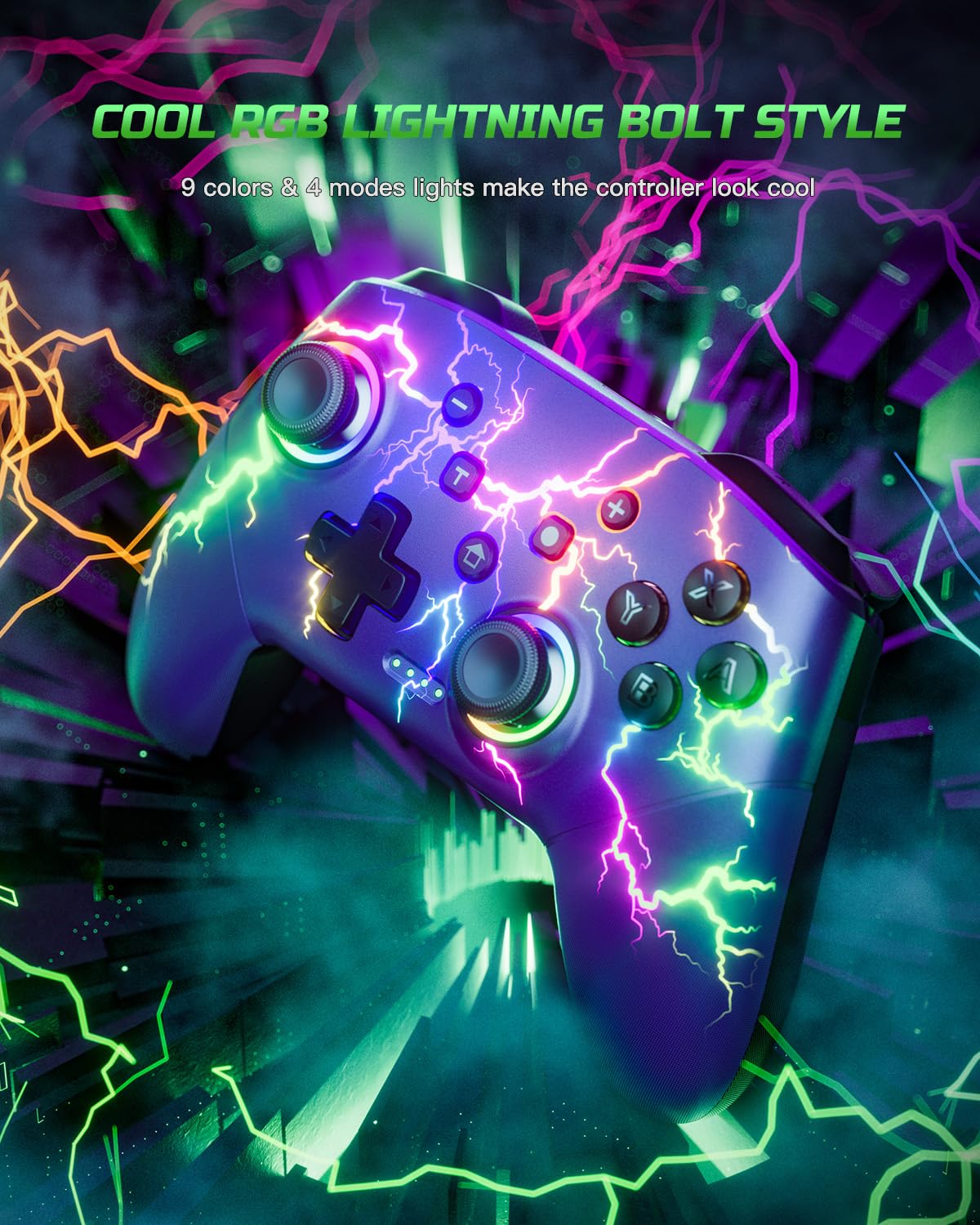 VOYEE Switch Controllers kompatibel mit Switch/Lite/OLED/Windows, Programmierbar RGB Blitz LED, Drahtloser Pro Controller mit Eine Schlüsselpaarung Vibration Aufwachen