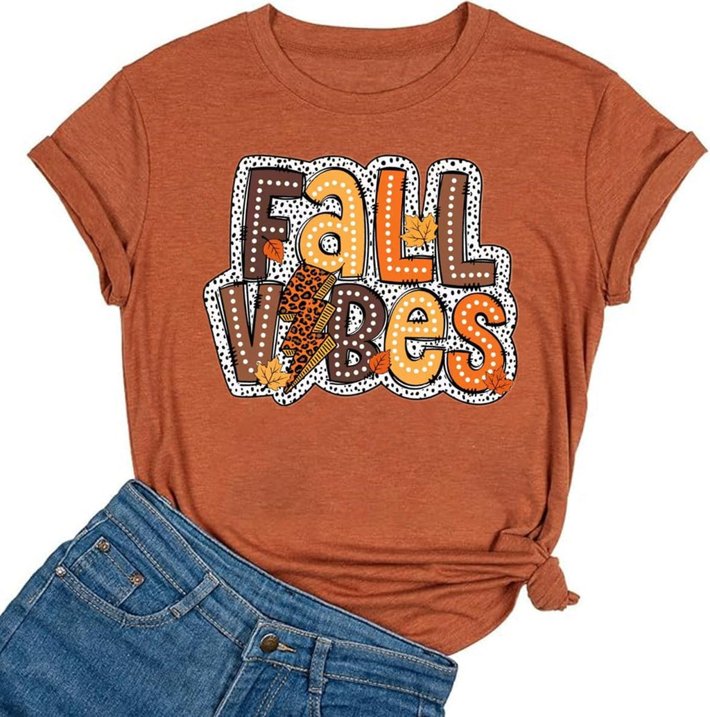 Halloween-Kürbis-Shirts für Damen, Herbst-T-Shirts, niedliche grafische Herbst-Shirts, Thanksgiving-Oberteile