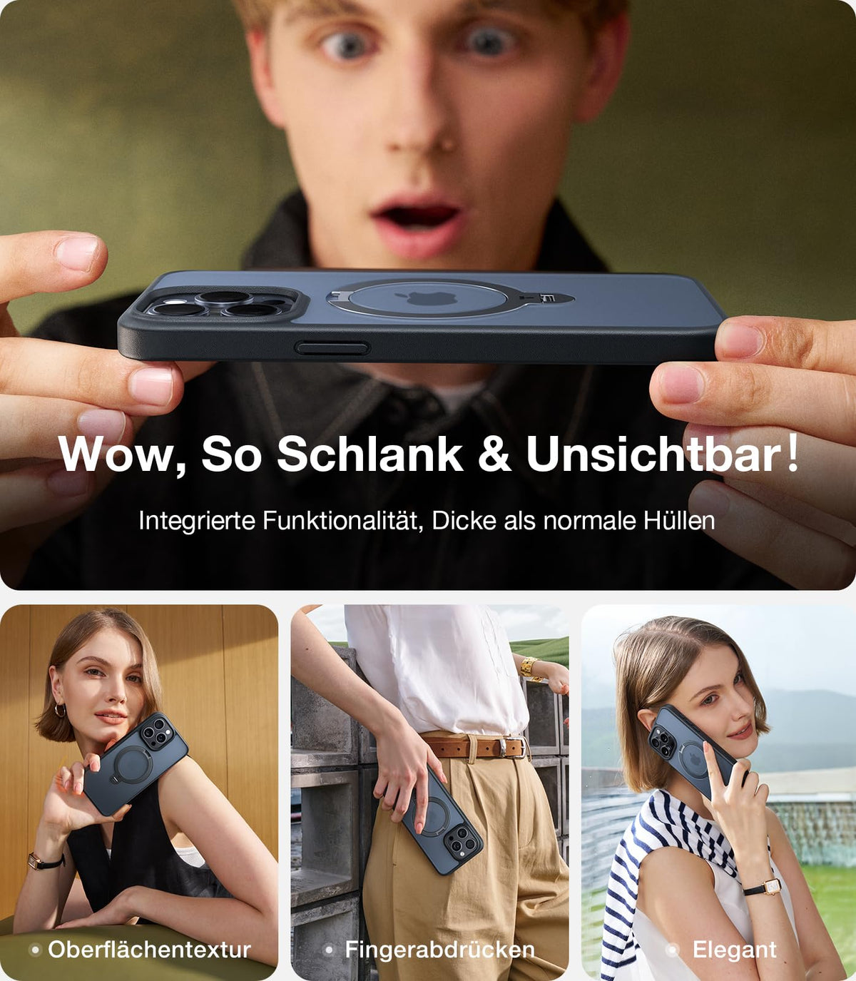 TORRAS Ostand Q3 Spin für iPhone 18 Pro Hülle für MagSafe 360°Stand Schwarz