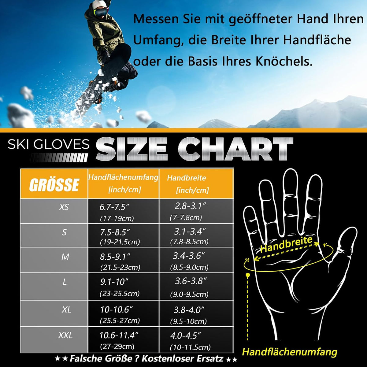 Winterhandschuhe Wasserdicht-30°F 3M Thinsulate Skihandschuhe Warme Touchscreen Handschuhe