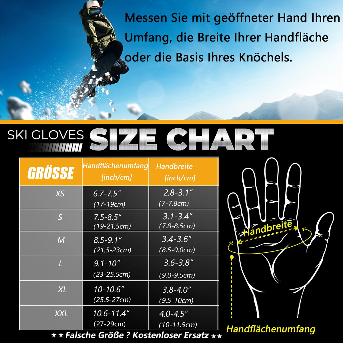 Winterhandschuhe Wasserdicht-30°F 3M Thinsulate Skihandschuhe Warme Touchscreen Handschuhe
