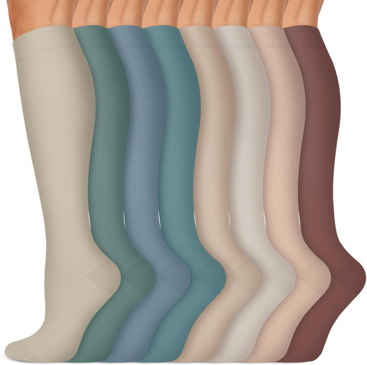 Copper Compression Socks 15-20 mmHg for Men & Women 8 Pairs – Circulation Support for Nurses, Travel, Running, Hiking, Soccer
